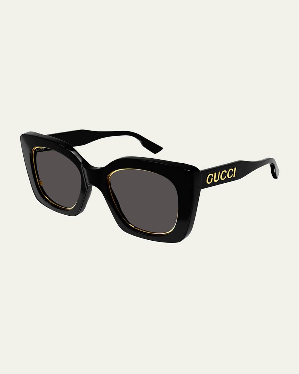 Logo Acetate Butterfly Sunglasses